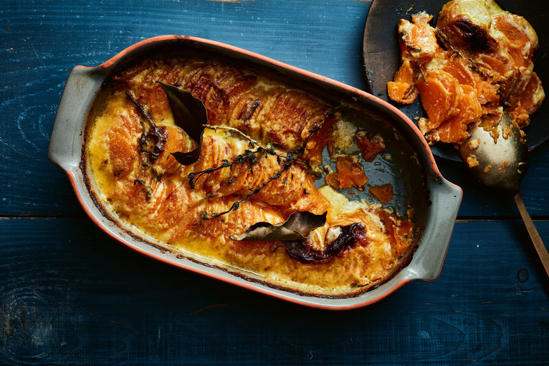 Sweet Potato Gratin with Ginger Cream
